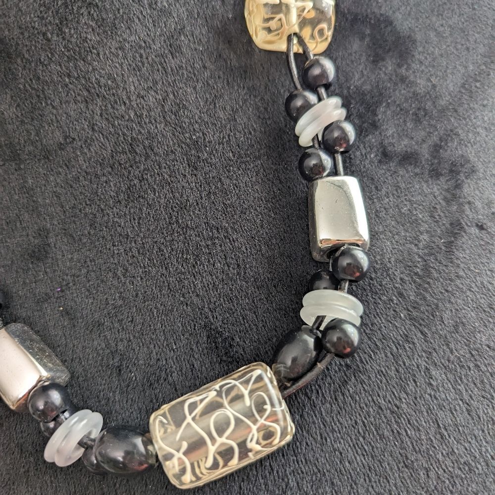 Chico's  Statement Necklace Black and Silver Tone - Picture 2 of 9